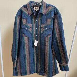 NWT Vintage ELY Cattleman pearl snap western fleece jacket Sz XL
